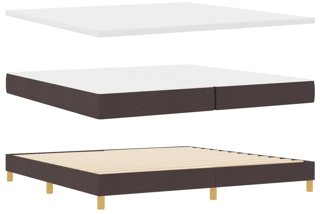 Boxspring ágy matraccal Sötétbarna 200x200 cm Szövet