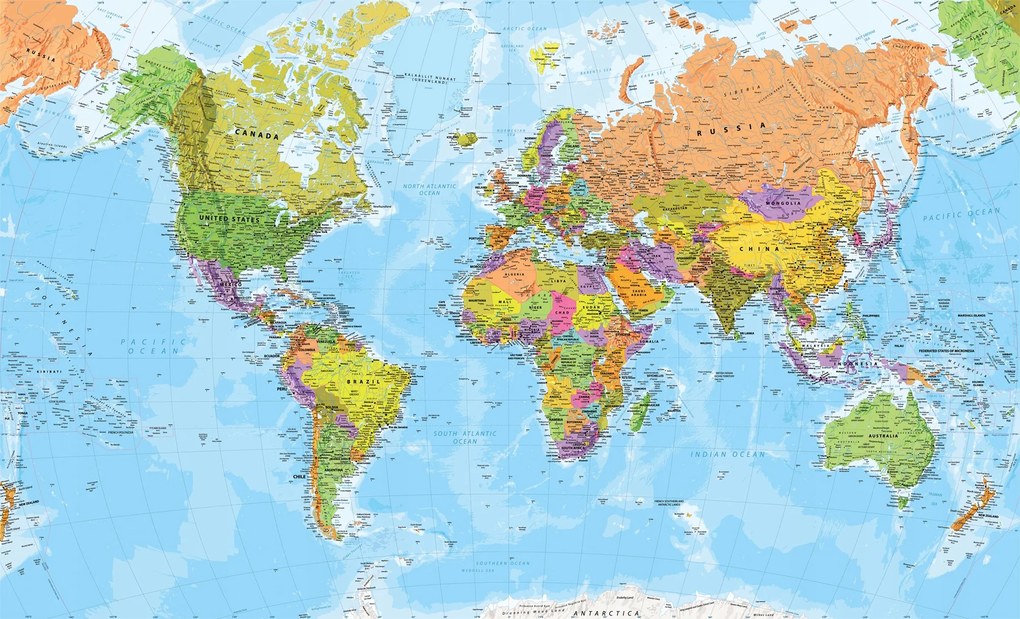 Politikai Világtérkép poszter 100x165, 200g/m2