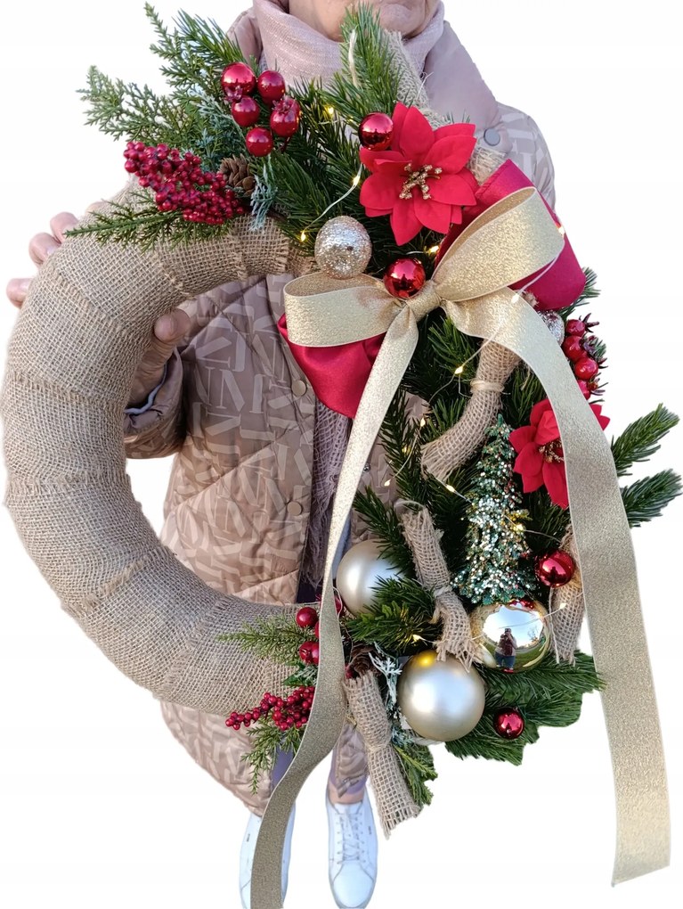 Ajtó Koszorú Karácsonyi Rusztikus Karácsonyi Lucfenyő gömbök