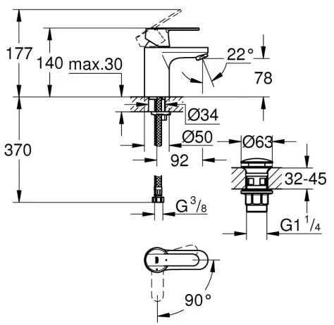 GROHE 23586000 - mosdócsaptelep GET, S méretű, fényes króm