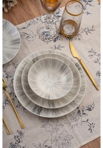 24 darabos étkészlet, szürke/porcelán