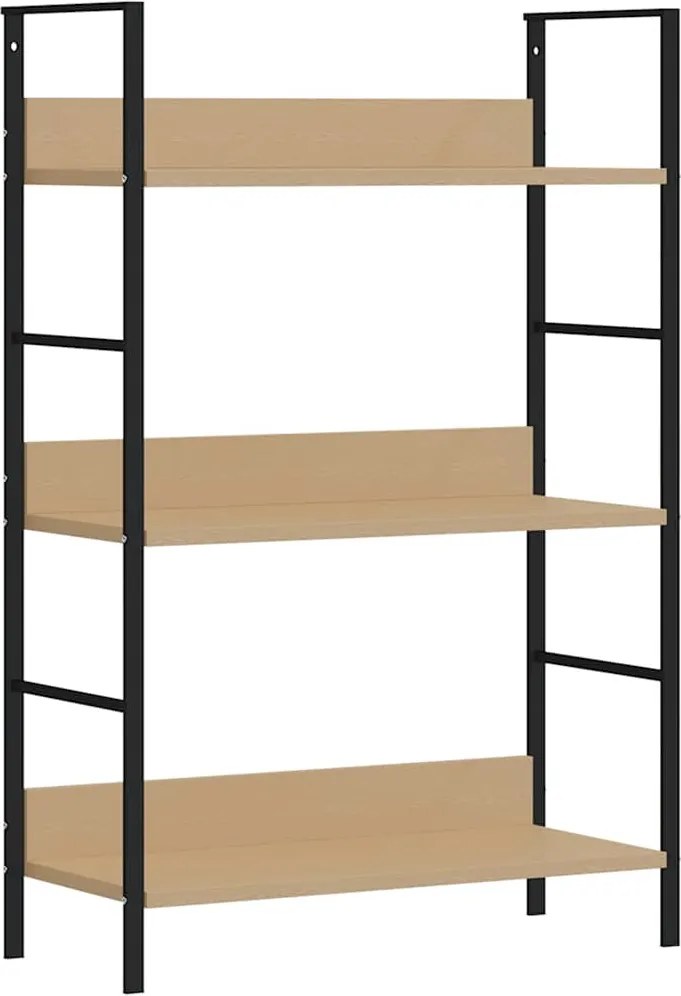 vidaXL 3 szintes tölgyszínű szerelt fa könyvespolc 60 x 27,6 x 90,5 cm
