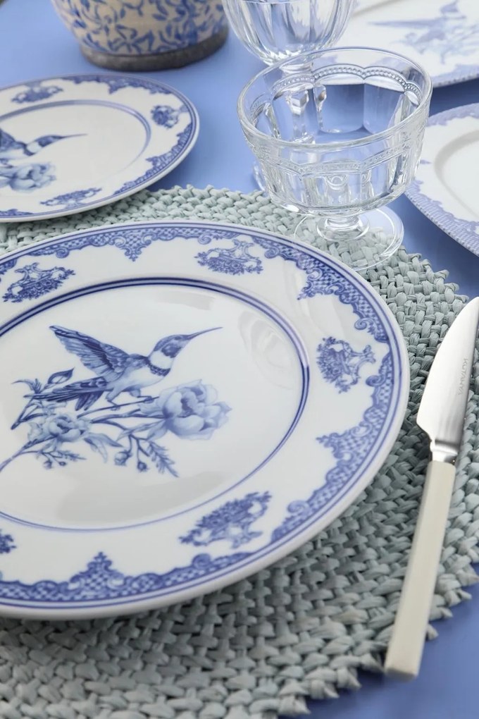 26 részes porcelán étkészlet kék-fehér