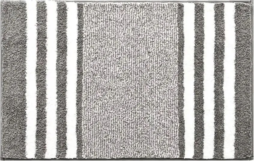 Fürdőszobaszőnyeg Csíkos Fehér-Szürke Mikroszálas 50x80 Csúszásgátló