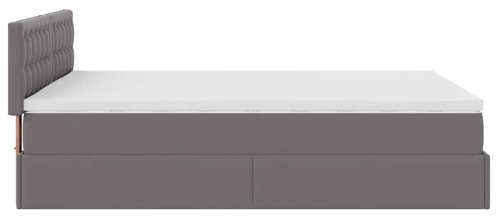 szürke műbőr ottomán ágy matracokkal & LED-ek 140x190cm