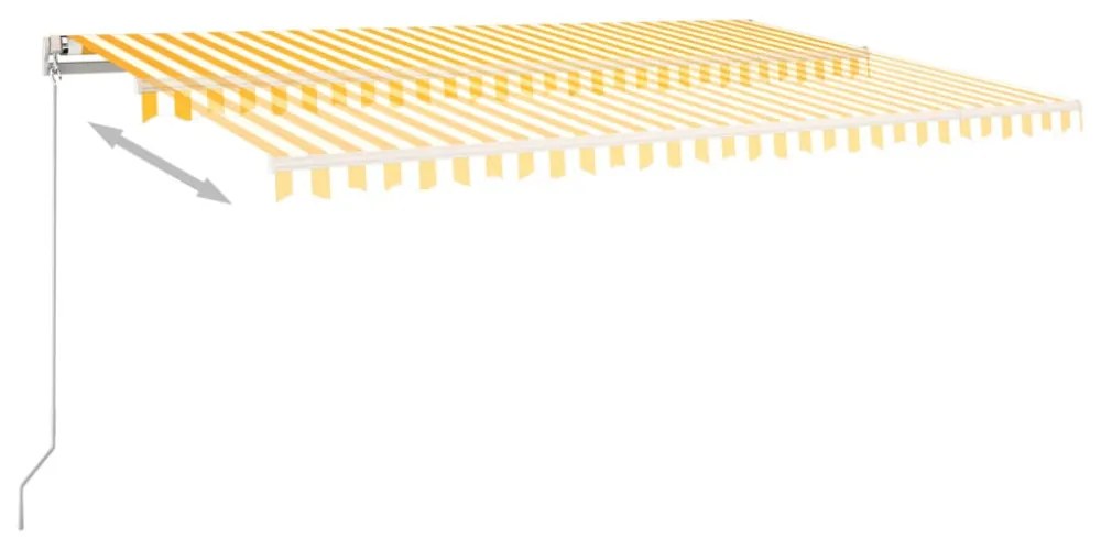 sárga-fehér szélérzékelős és LED-es napellenző 5 x 3 m