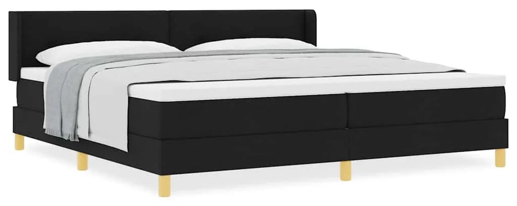 Boxrugós ágy Fekete 200 x 200 cm Kárpitozás és Fa és Hab