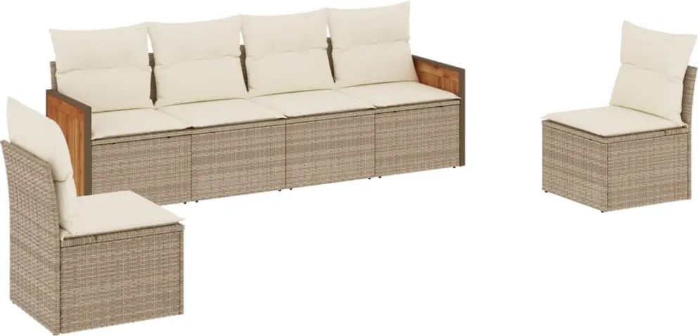 vidaXL 6 részes bézs polyrattan kerti ülőgarnitúra párnával