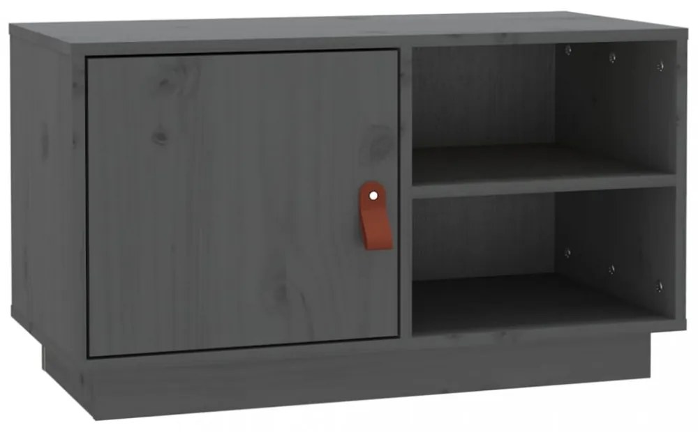 szürke tömör fenyőfa TV-szekrény 70 x 34 x 40 cm