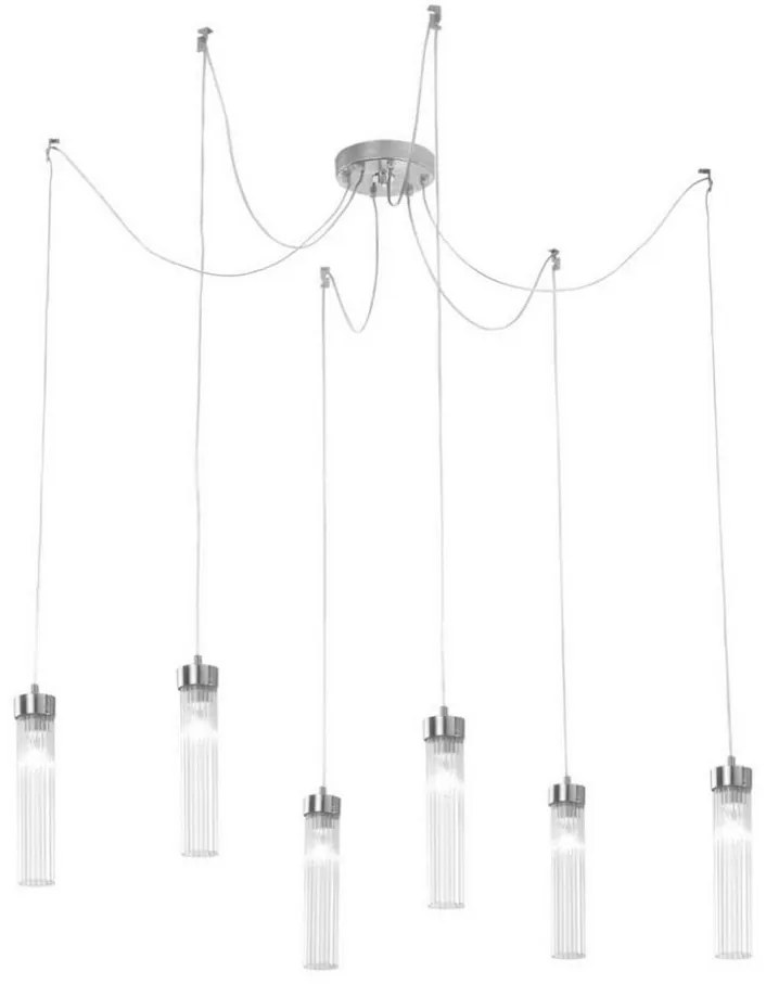 Kolarz 6009.30650 - Csillár zsinóron RAGGIO 6xE14/25W/230V pók ezüst