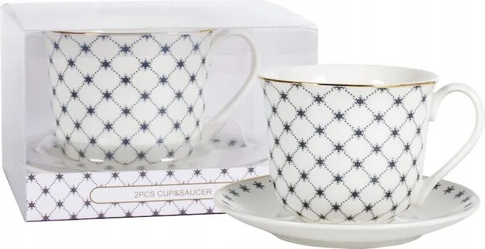 Csésze csészealj Livello klasszikus mintával díszített elegáns 400ml ajándék