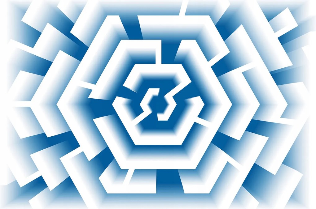 Fotótapéta Hexagonális labirintus kék-fehér színátmenetes 350x250 +ragasztó
