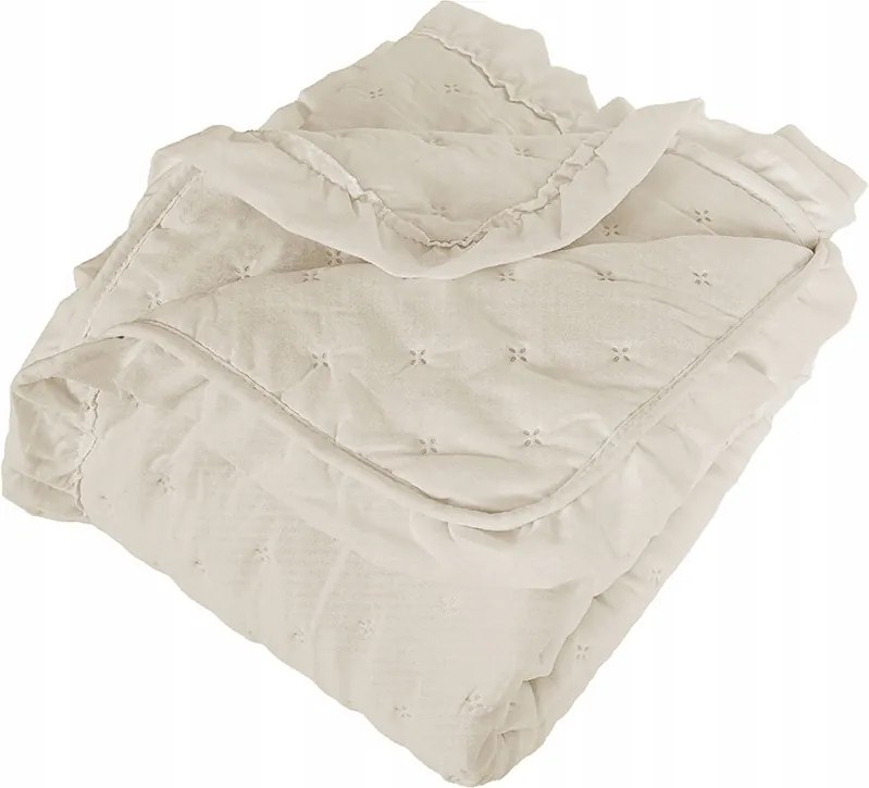 Dekoratív ágytakaró fodros pöttyökkel Verona 170x210 cm Krém