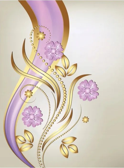 Flizelin fotótapéta Arany liliomok Elegancia a falon Virágok 206x275 +ragasztó