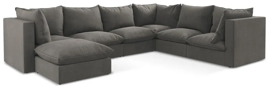 Sötétszürke sarokkanapé (jobb oldali-U alakú) Manao – Makamii