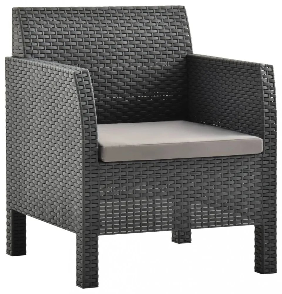 antracitszürke rattan kerti szék párnával 63 x 65 x 76 cm PP rattan