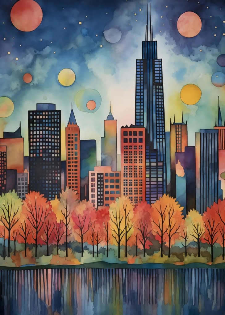 Poszter 50x70cm Panoráma a festői városról