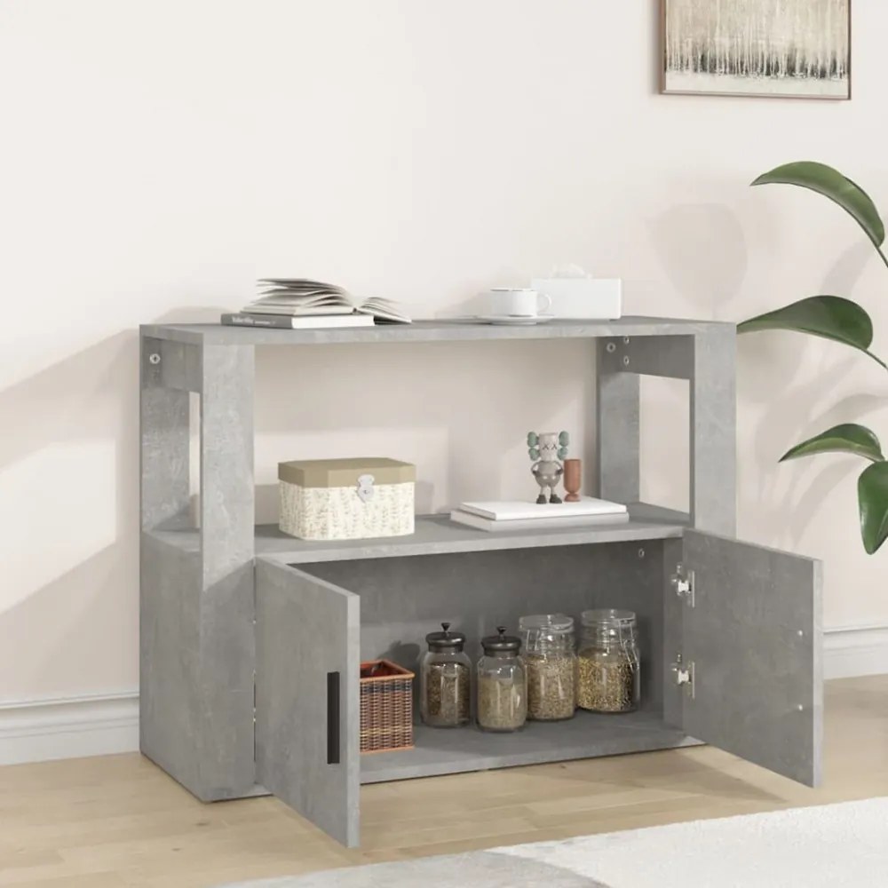 betonszürke szerelt fa tálalószekrény 80x30x60 cm