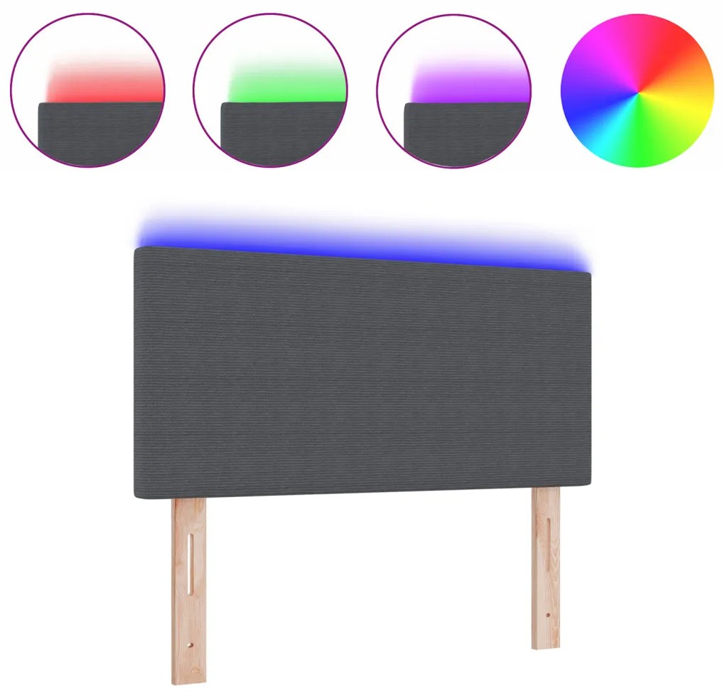LED Fejtámla Egyszerű Dizájn Sötétszürke 80 cm Corduroy Anyag