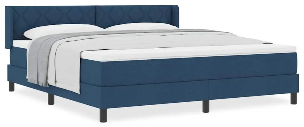 Boxspring ágy matraccal Kék 180 x 200 cm Szövet és Mérnöki Fa