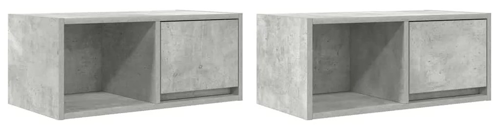 2 db betonszürke szerelt fa TV-szekrény 60x31x25,5 cm