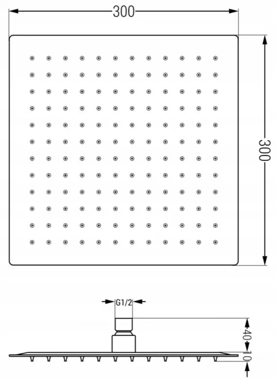 Mexen Slim esőfej 30 x 30 cm zuhanykarral 40 cm, arany, 79130112-50