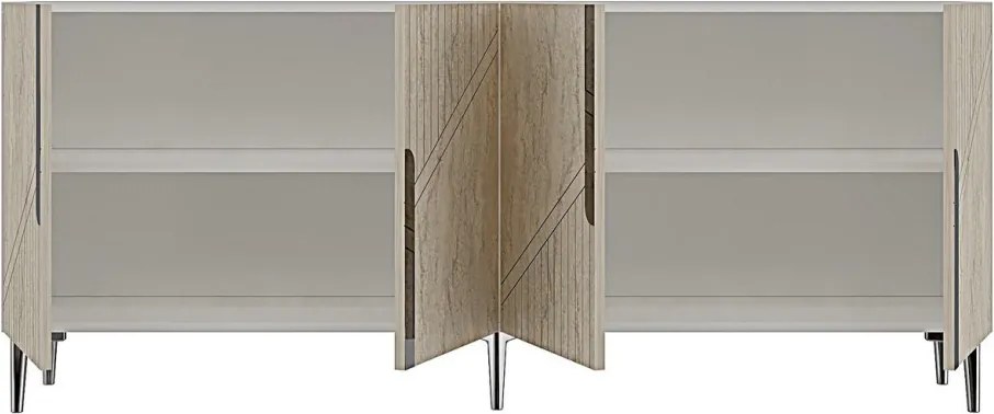 Evva komód, ezüst-fehér, 125 cm