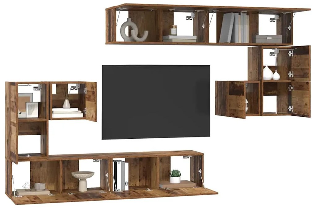 TV szekrény garnitúra 8 pcs Régi fa Közepes 30,5 x 30 x 30 cm