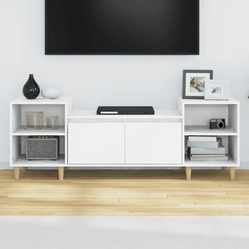 fehér szerelt fa TV-szekrény 160 x 35 x 55 cm
