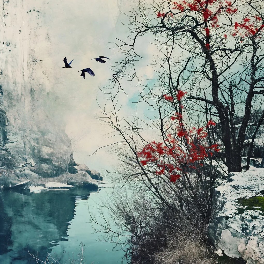 Poszter 40x40cm Téli madárarc