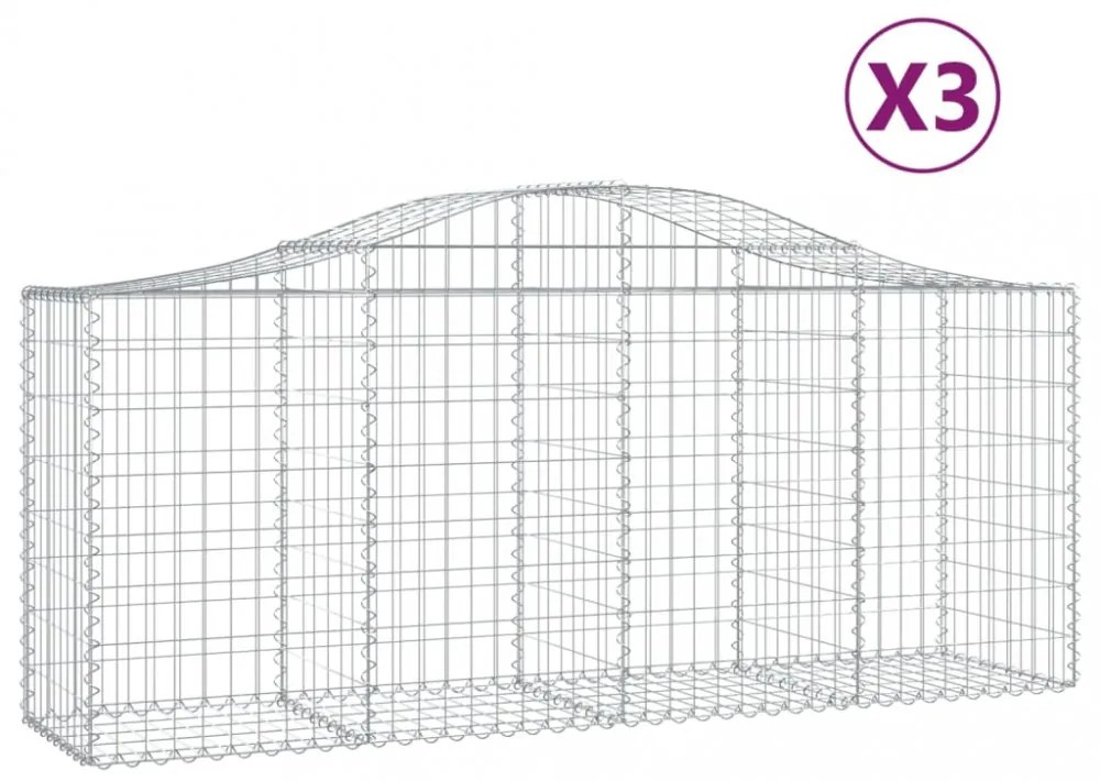 3 db íves horganyzott vas gabion kosár 200x50x80/100 cm