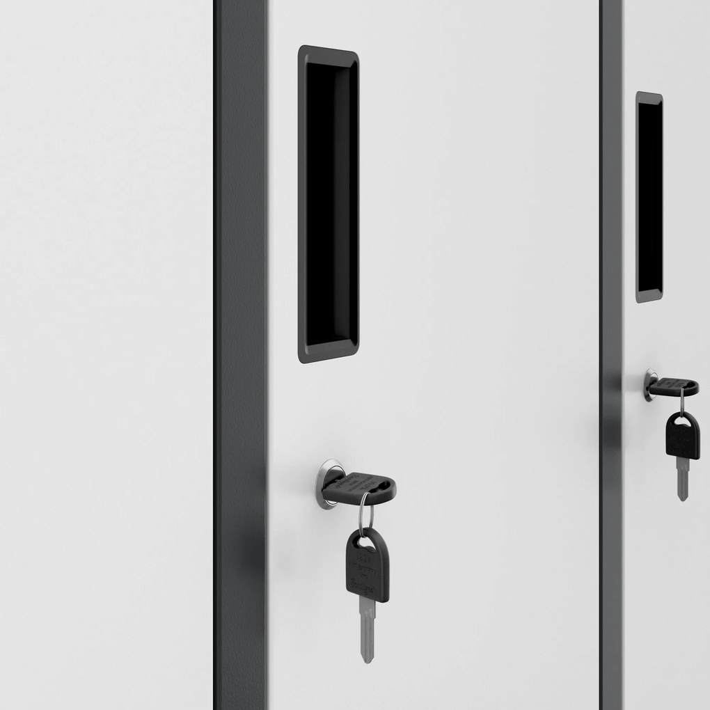 Fém öltözőszekrény 6 rekeszes IGOR, 900 x 1850 x 450 mm, antracit-fehér