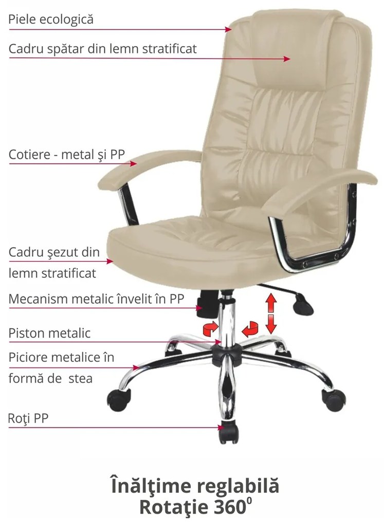 Ergonomikus irodai szék, Bedora Abraj, ekológikus bőr, bézs