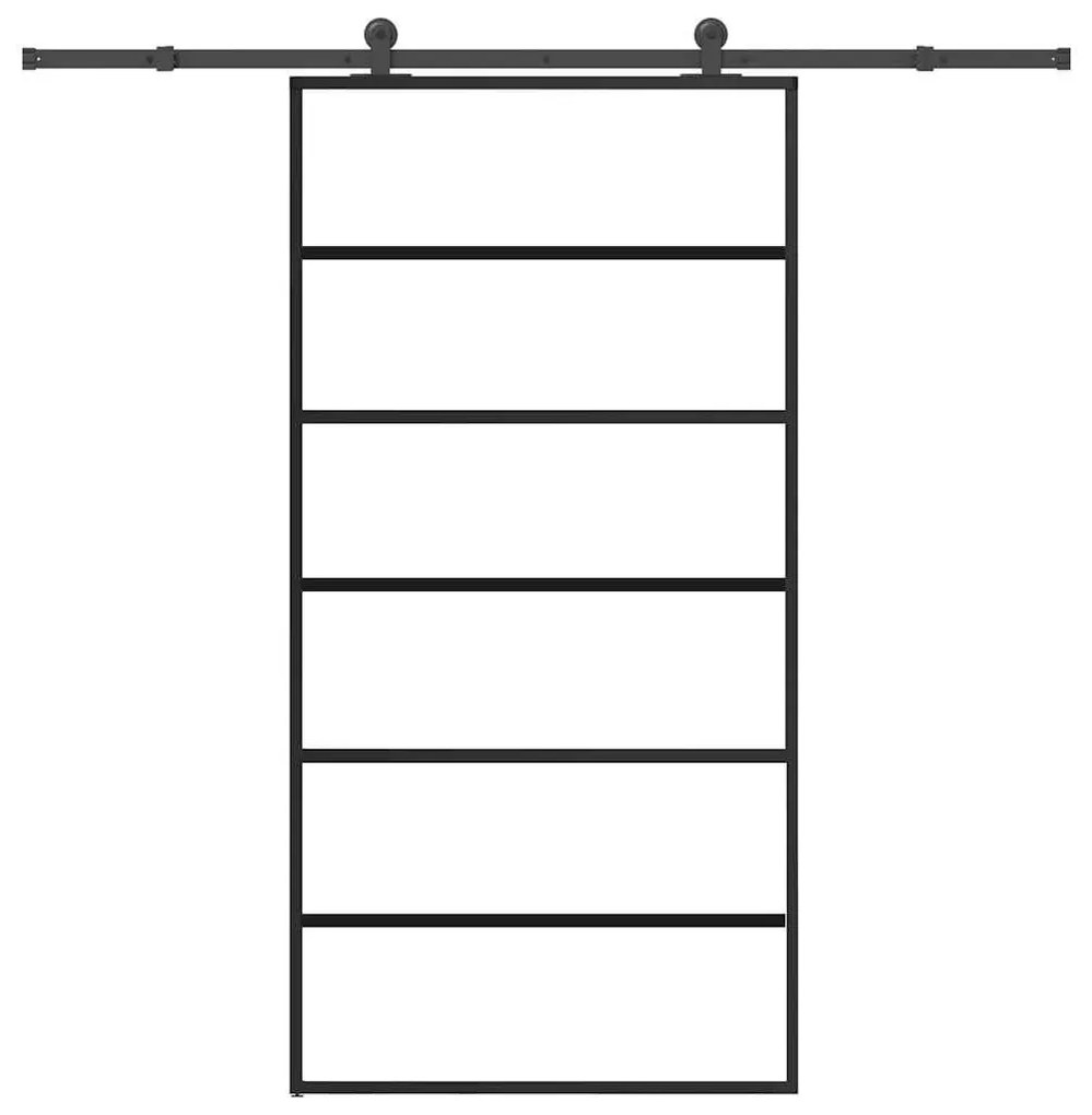 Tolóajtó vasalatokkal 102x205 cm ESG üveg&amp;alumínium