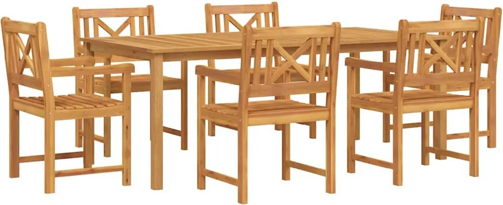 vidaXL Kert étkező szett 7 pcs Barna Tömör Akácfa