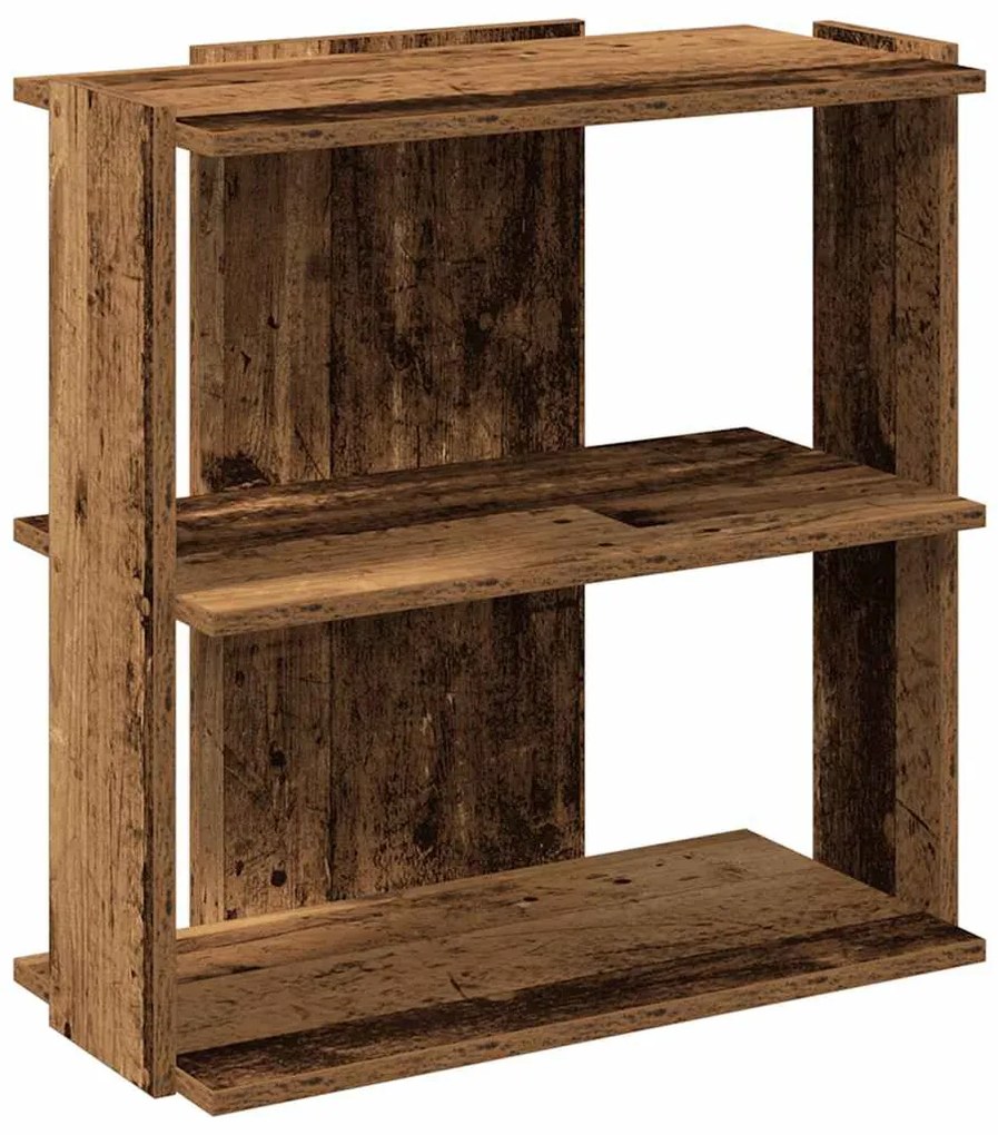 3 szintes antik fa szerelt fa könyvespolc 60 x 30 x 60 cm