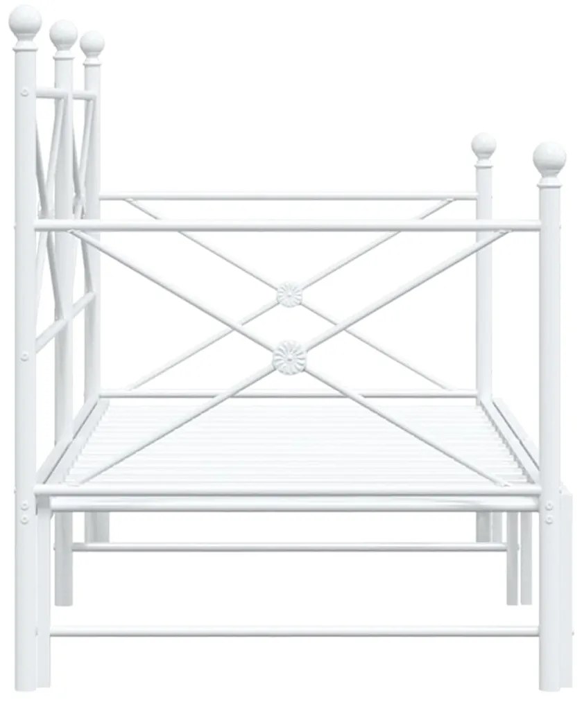 Daybed with Trundle without Mattress White 90x190 cm acél