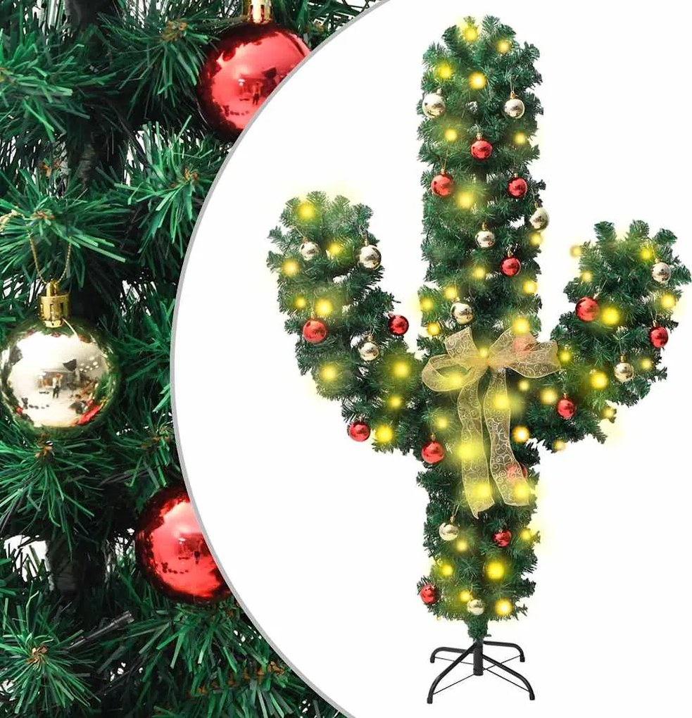 vidaXL zöld PVC karácsonyi kaktusz állvánnyal és LED-del 180 cm