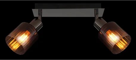 Globo 54313-2 Spotlámpa fém fekete-króm, réz színű/átlátszó színátmenetes üveg búra, HxSzxM: 250x80x180mm, 2x E14 40W 230V izzók nélkül