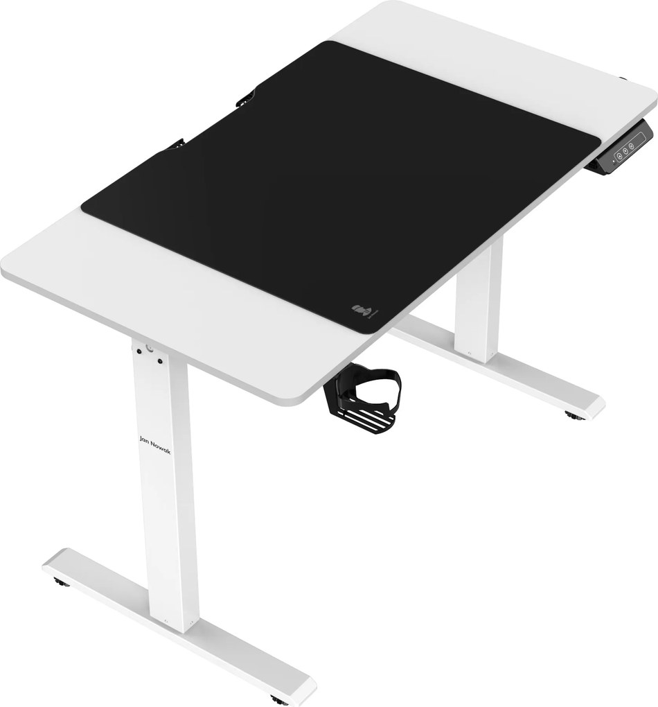 Elektromosan magasságállítható íróasztal, fehér, 1100x720x600 mm: EGON