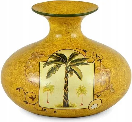 Kerámia váza pálma egzotikus mázas motívum