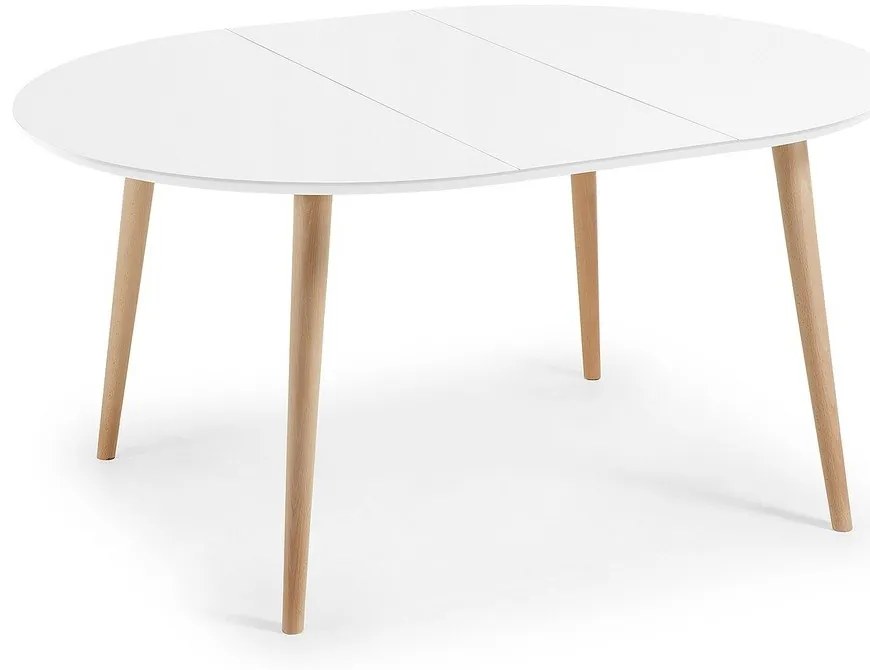 Fehér bővíthető étkezőasztal fehér asztallappal ø 120 cm Oqui – Kave Home
