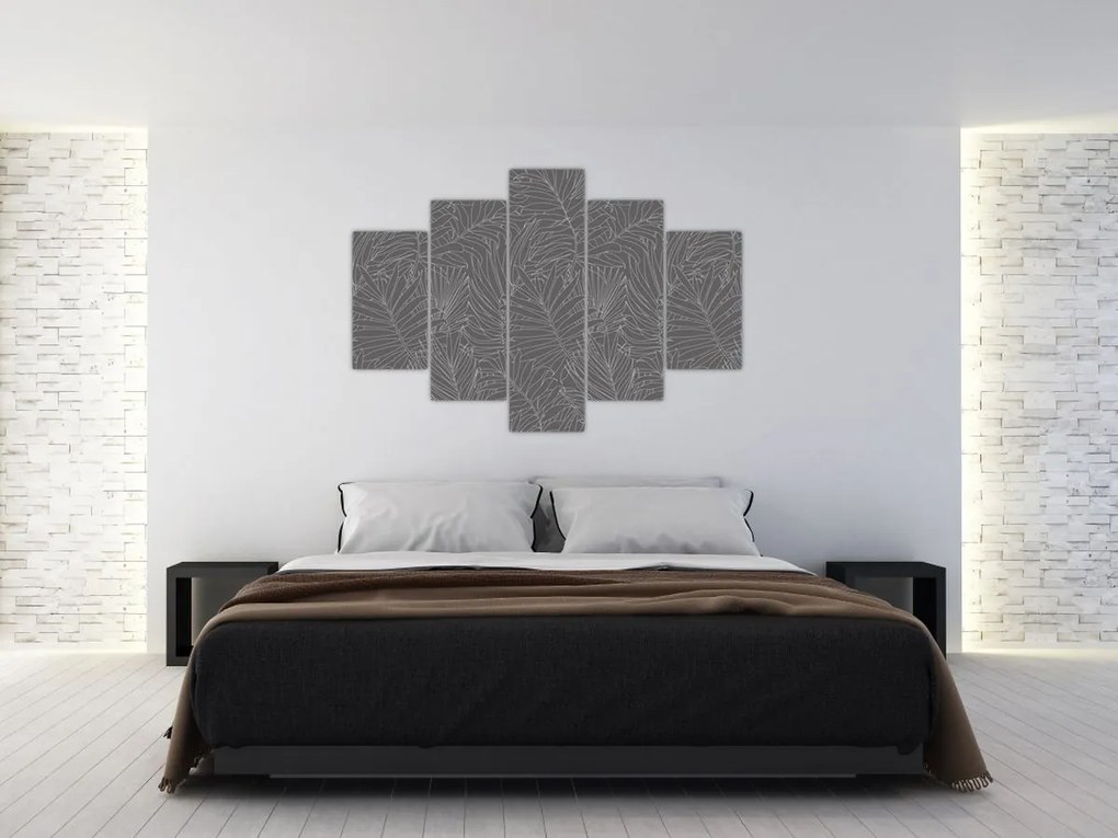 Kép - Szürke pálmalevelek (150x105 cm)