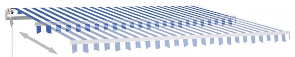 kék és fehér kézzel kihúzható LED-es napellenző 4 x 3,5 m