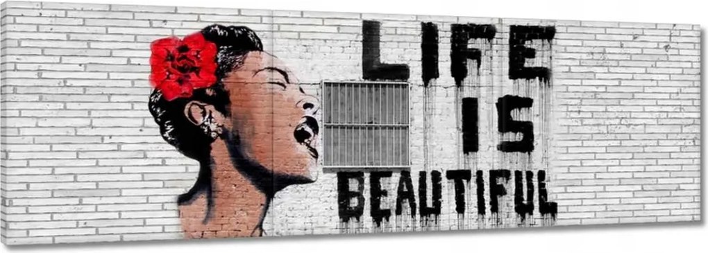 Festmények 120x40 Banksy Life is beautiful