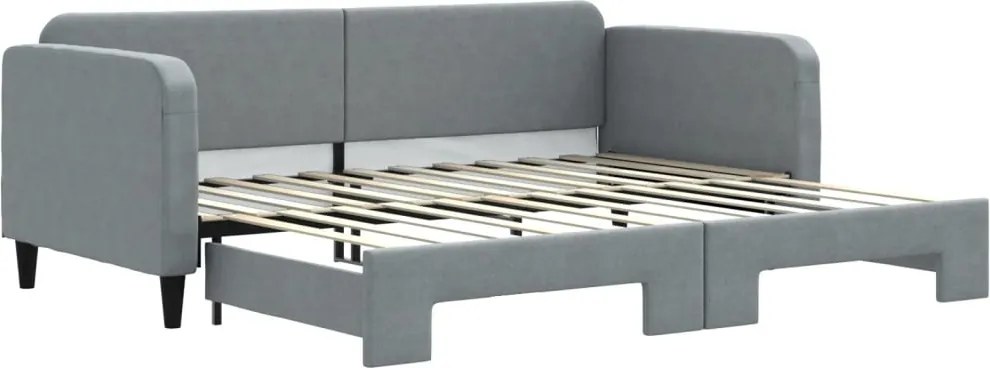vidaXL világosszürke kihúzható szövet heverő 90 x 200 cm