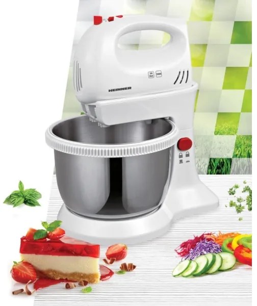 Heinner HMBR-300W - Kézi habverő forgatható keverőtállal, 300 W/230 V, fehér