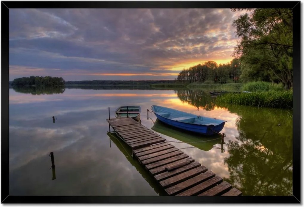 Poszterek keretben 60x40 Naplemente tó