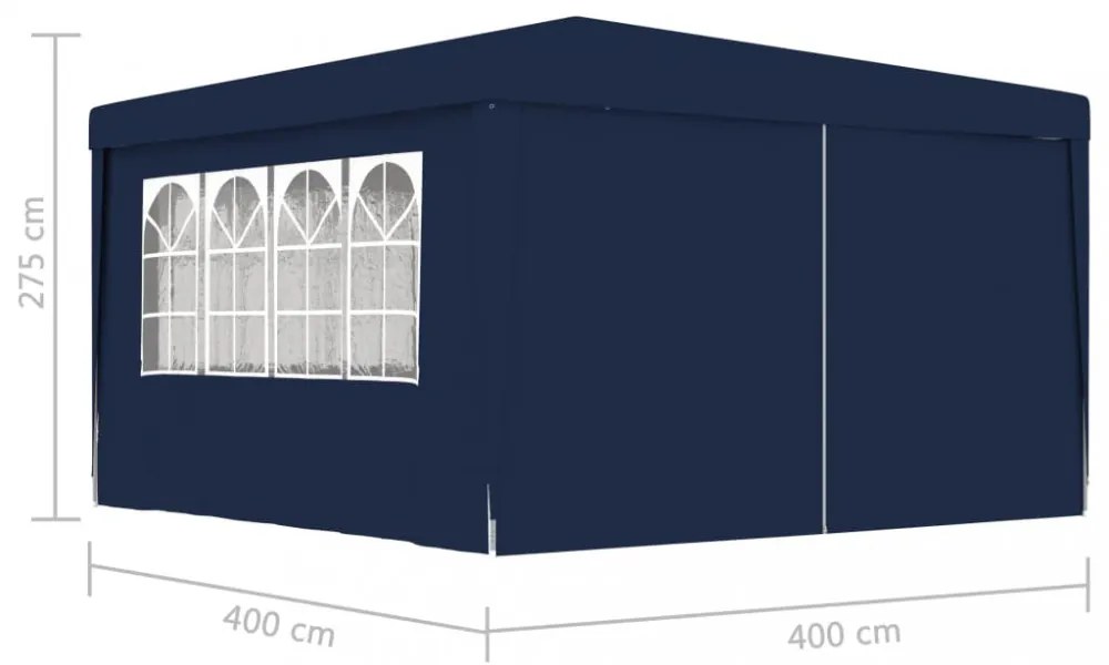 kék rendezvénysátor oldalfalakkal 4 x 4 m 90 g/m²
