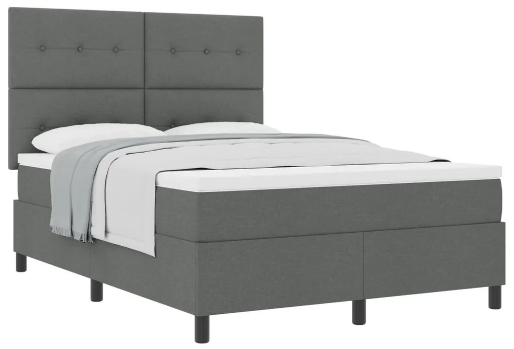 Box Spring Ágy Matrac Sötétszürke 140x190 cm Szövet